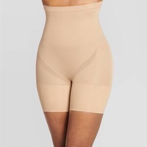 Jockey Generation High Waist Tummy Control Mid-Thigh Shapewear Shorts in Beige